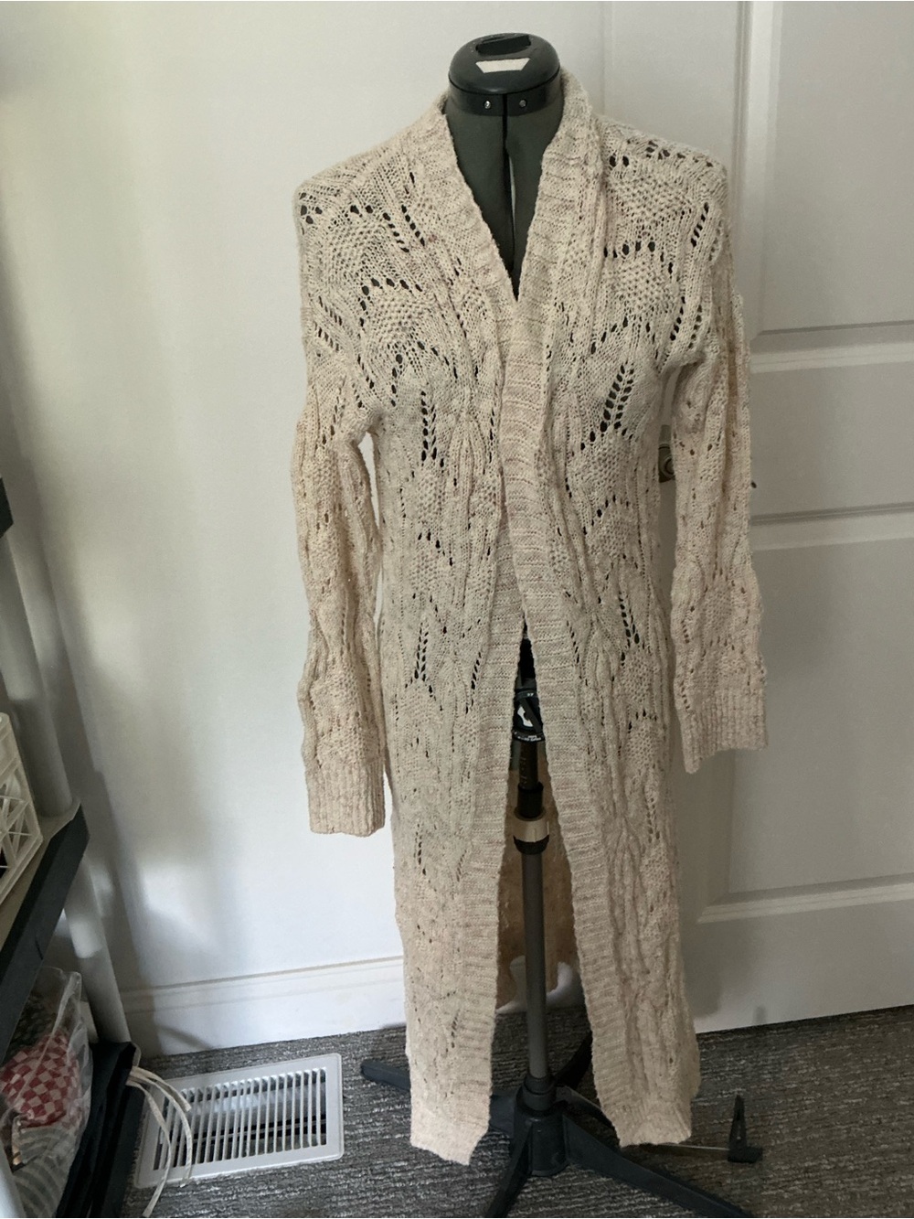 Pilcro Ivory Speckled Knit Boho Maxi Duster Cardigan XS - Picture 2 of 8
